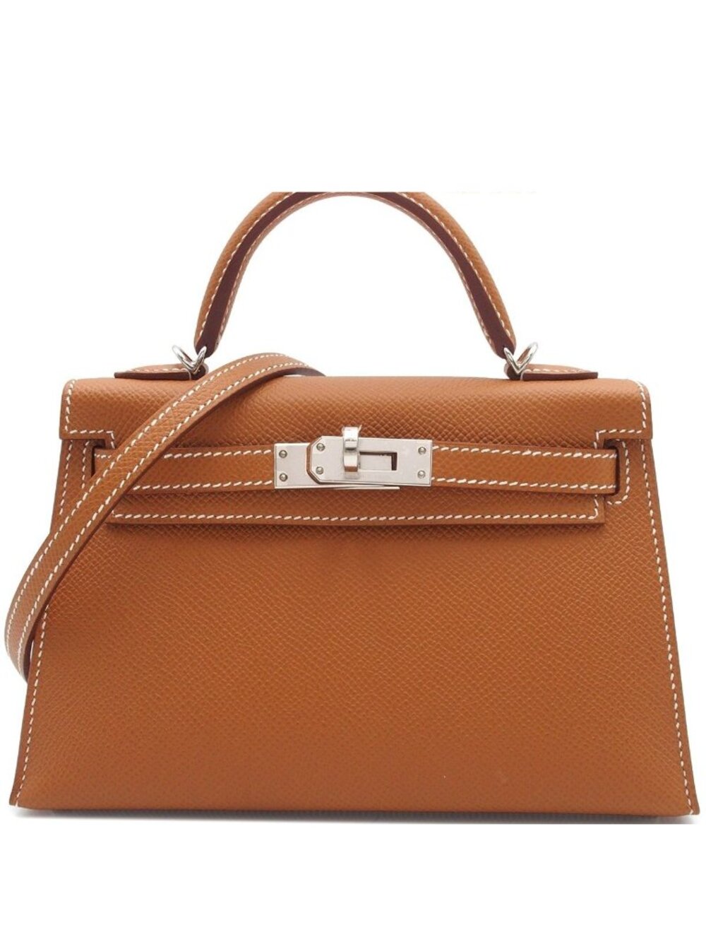 Hermes Mini Kelly 2 Gold Silver Epsom Sellier 2-Way Shoulder Bag